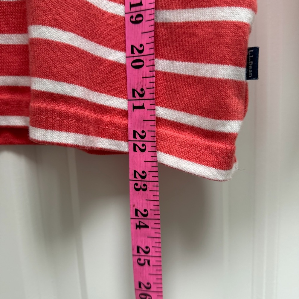 L.L. Bean Heritage Mariner Top Boatneck 3/4 Sleeve Striped Coral Size M - Picture 10 of 11
